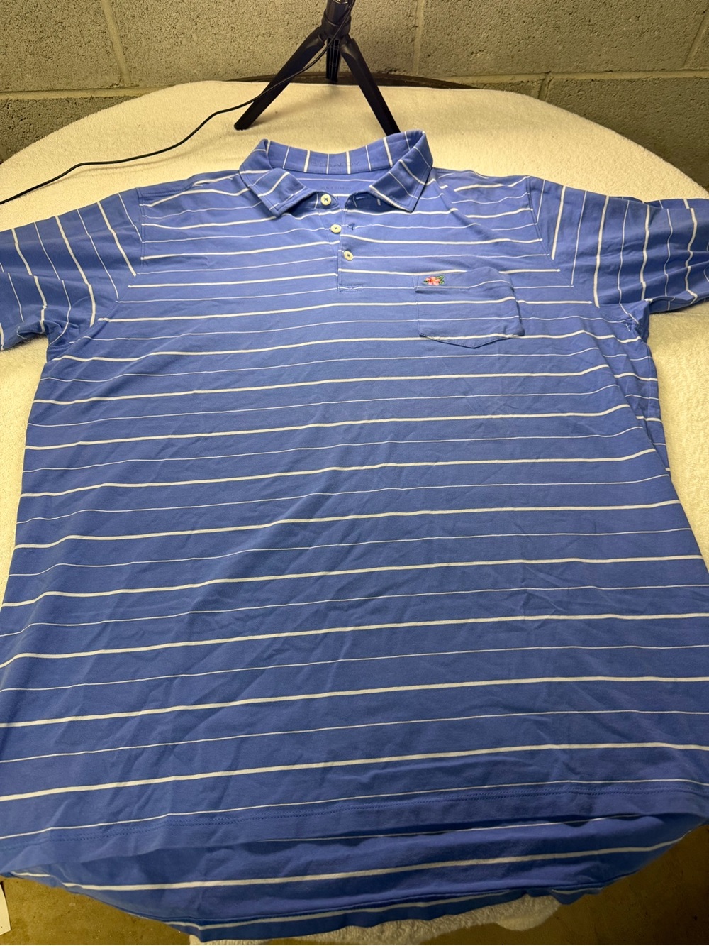 B. Draddy Men's Blue Striped Polo Shirt size XL
